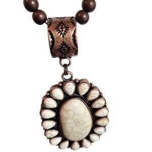 Statement Necklace Multi-Strand Ashlyn Rose Beaded Pendant neutral flower